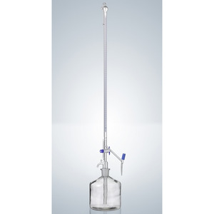 Buretta automatica secondo Pellet, 25 ml, grad. 0.05 ml, classe AS, DURAN®, vetro trasparente, conformità certificata, con rubinetto in PTFE, SENZA BOTTGLIA