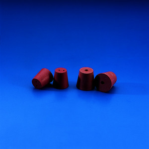 Tappo conico 42x32x42mm con 1 foro, gomma rossa