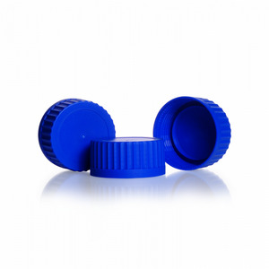 Tappo a vite in PP, blu, GLS 80, con anello salva-goccia, ad apertura rapida