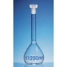 Matracci tarati USP, vetro borosilicato 3.3, classe A, graduazioni blu, con tappo in PP, incl. certificato di lotto USP