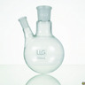 LLG-Two-neck round bottom flasks with standard ground joint, borosilicate glass 3.3, angled side neck