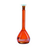 Volumetric flasks, DURAN amber glass, class A, with PE stopper