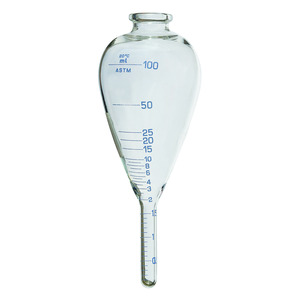 ASTM centrifuge tube, pear-shaped with cylindrical base, borosilicate glass 3.3, 100 ml