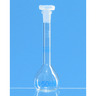 Check flasks, DAkkS calibrated, borosilicate glass 3.3, class A, with 3 marks, blue graduations