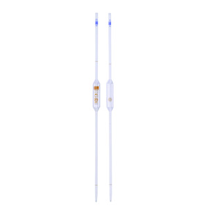 Pipetas aforadas, vidrio sodocálcico, clase AS, 2 aforos, graduación en ámbar