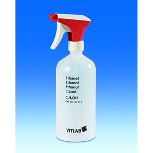 Spray bottles, 1000 ml, Colour transparent with imprint ''Ethanol'', Material LDPE