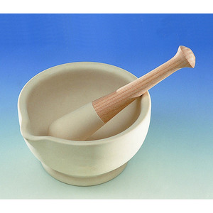 Mortero con pistilo, de porcelana