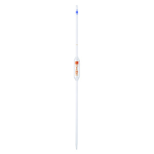 Pipetas aforadas, vidrio sodocálcico, 1 aforo, clase B, graduación en ámbar