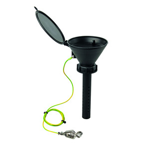 Embudo de seguridad con tapa abatible, negro, HDPE, conductor electrostático