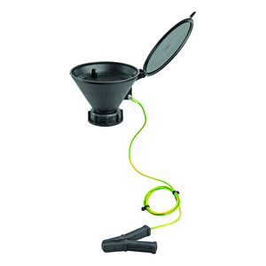 Embudo de seguridad con tapa abatible, negro, HDPE, conductor electrostático