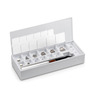 Kit di pesatura F1, 1 mg...500 mg, alluminio/argento nuovo, in valigetta di plastica, con guanto, pinza e pennello rimuovere la polvere