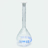 Fiole jaugée, verre borosilicate 3.3, classe A, graduation bleue, avec bouchon en PE, avec revêtement